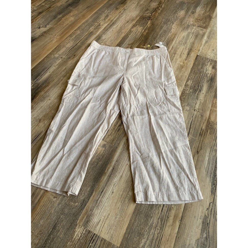 Talbots Cream/White Linen Pants, NWT, Size 14